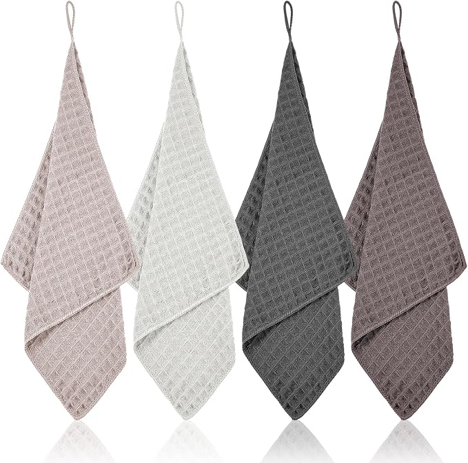 4Pack Waffle Weave Microfiber Towel, 12×12" Barista Towels by Unknown