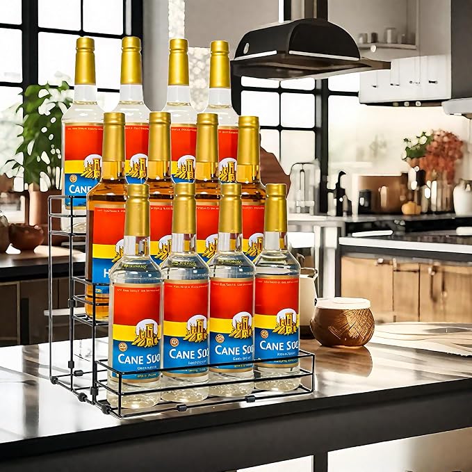 12 Bottles Coffee Syrup Rack Organizer, Coffee Syrup Stand Holder, 3 Tier - Image 6