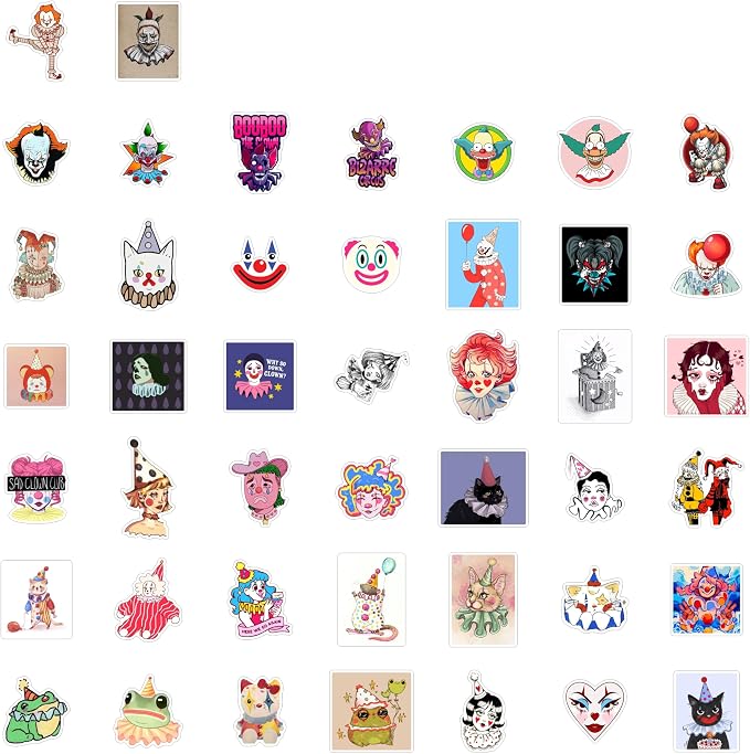 100Pcs Clown Stickers for Water Bottle and Laptop - Image 4