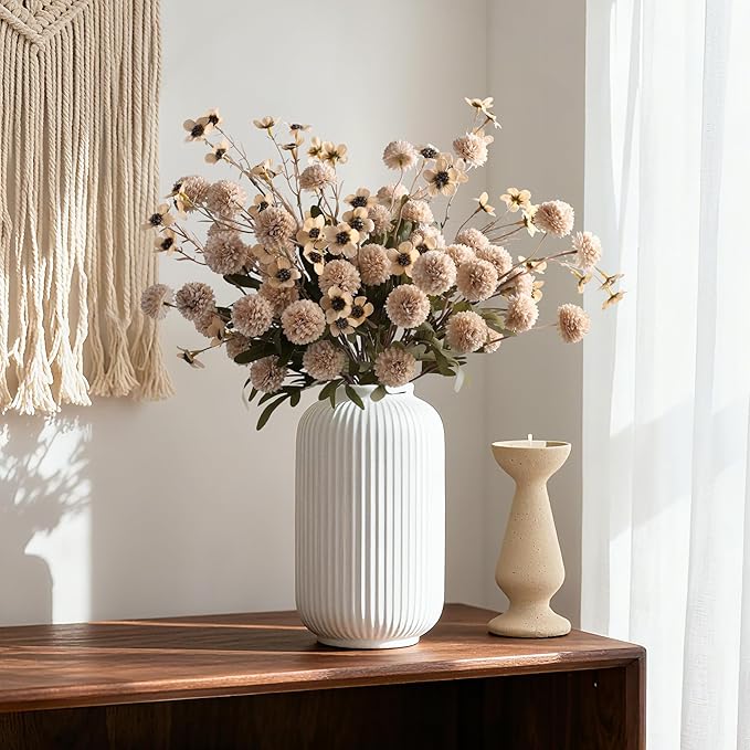 HyeFlora Fake Kiku Flowers, Faux Silk Pompon Mums Artificial Flowers, - Image 5