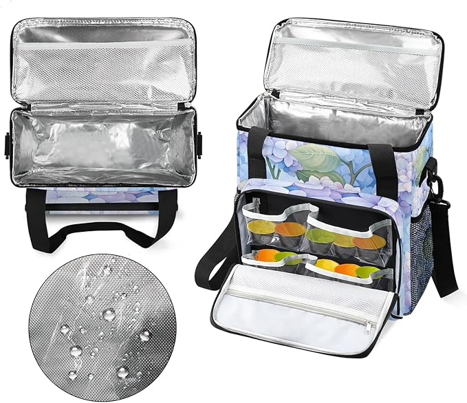 Hydrangea Flower Coffee Maker Carring Bag, Large Insulated Storage Organizer - Image 3