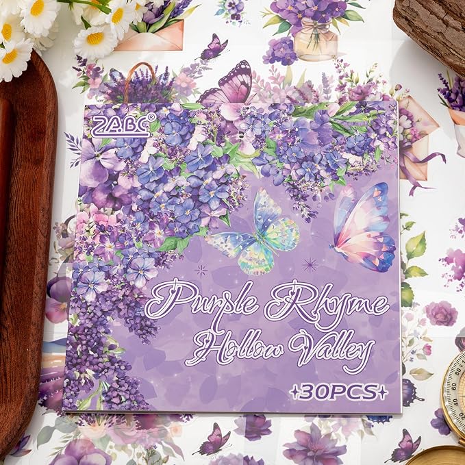 Purple Garden Scene Theme Sticker Scrapbooking Supplies - Image 4