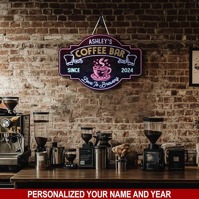 THUYPT Personalized Coffee Sign, Coffee Wooden Sign Plaque Wall Hanging Coffee - Image 3