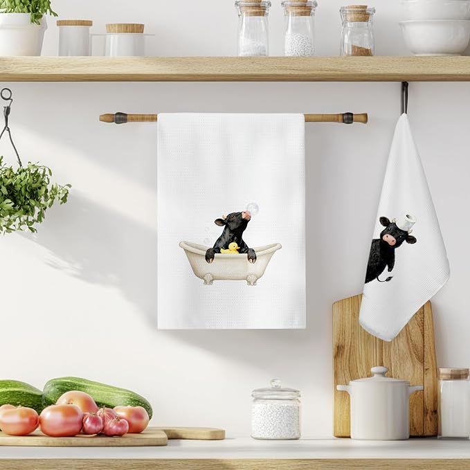 Funny Black Cow Bathroom Hand Towels, Gifts - Image 2