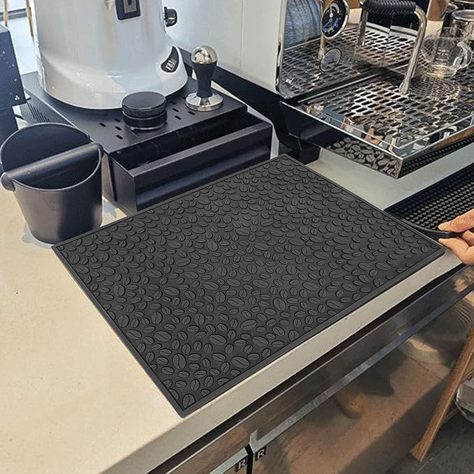 Coffee Bar Mat Slip Water Absorbing | Coffee Bean Design PVC Drip Tray - Image 5
