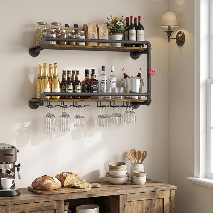 Merapi Rustic Wall Mounted Wine Rack - Image 3