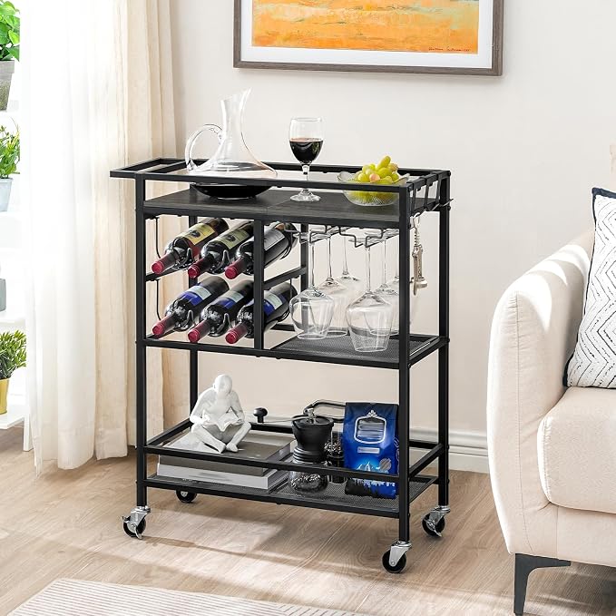 MAHANCRIS Bar Cart for Home, 3-Tier Serving Cart - Image 4
