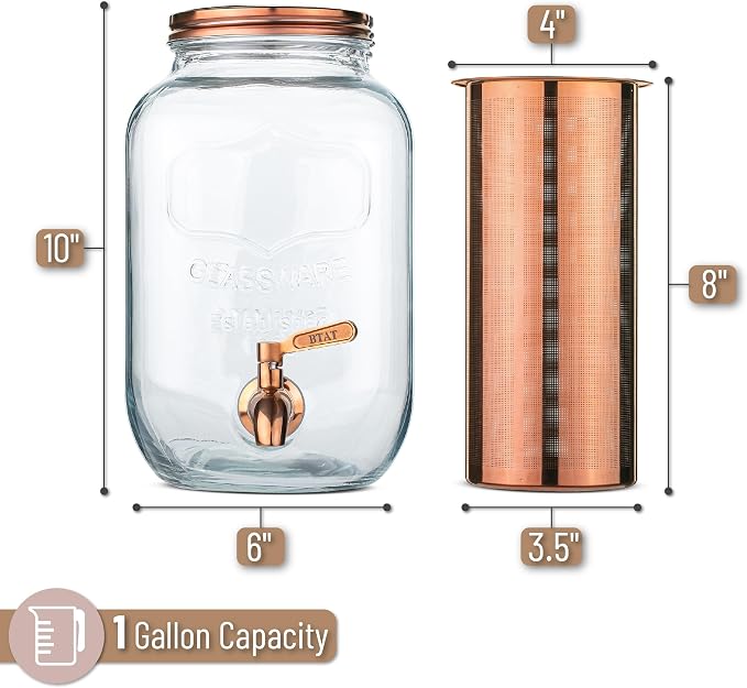 BTaT- 1 Gallon Cold Brew Coffee Maker, Thick Glass Pitcher - Image 2