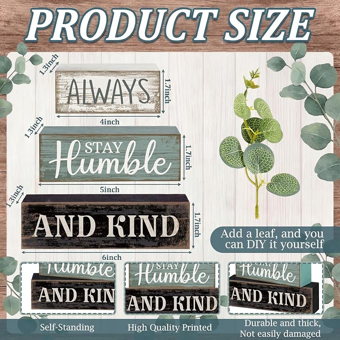 Lineshading 4 Pcs Inspirational Farmhouse Table Decor Always Stay Humble and - Image 5