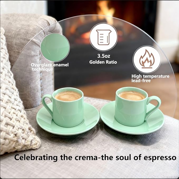 3.5OZ Porcelain Espresso Cups Set of 2 - Image 4