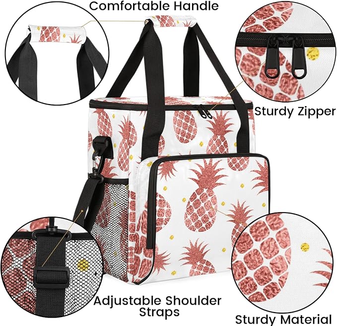 Pineapples Fruits Coffee Maker Carring Bag, Large Insulated Storage Organizer - Image 6
