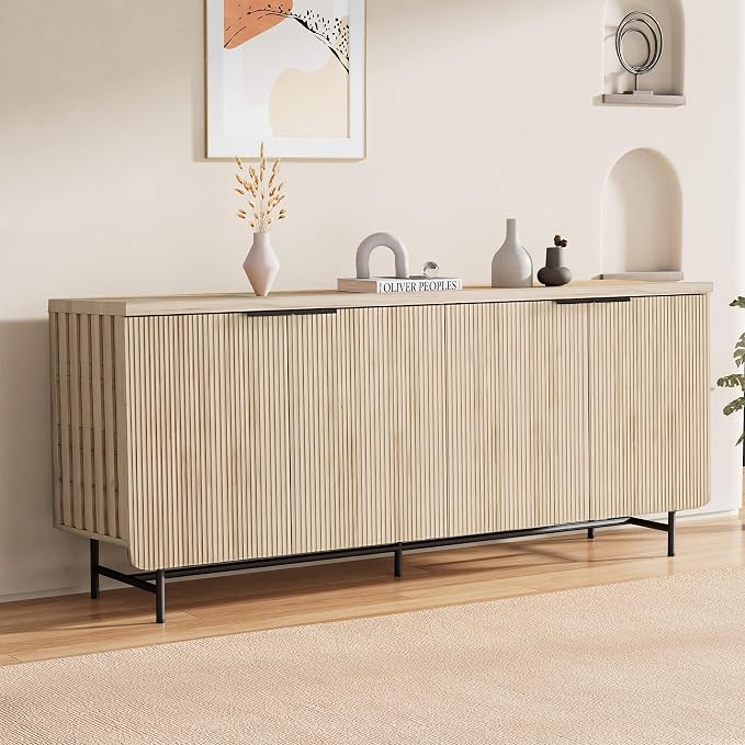 SAINTCY 68" Large Fluted Sideboard Buffet Cabinet by SAINTCY