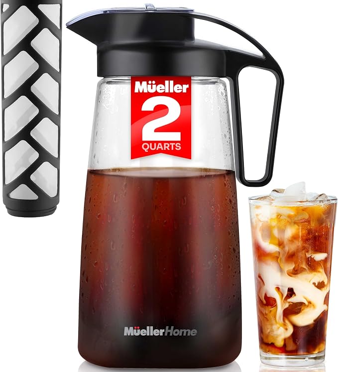 Cold Brew Coffee Maker, 64 oz Tritan Fortified Pitcher, Pour Spout Handle Lid by MUELLERHOME