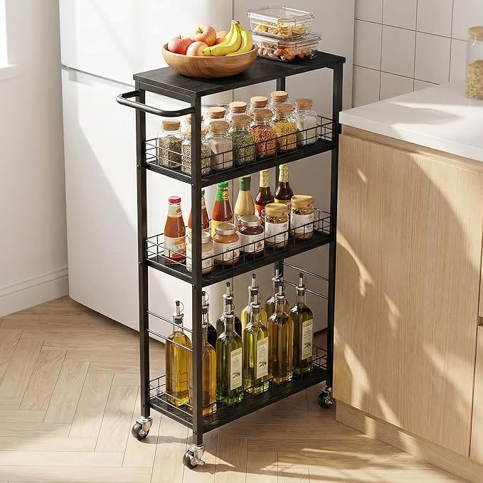 YBING Slim Storage Cart Kitchen Rolling Utility Cart on Wheels 4 Tier Mobile by YBING