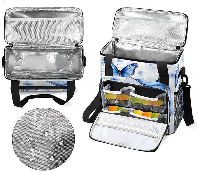 Butterfly Flowers Coffee Maker Carring Bag, Large Insulated Storage Organizer - Image 3