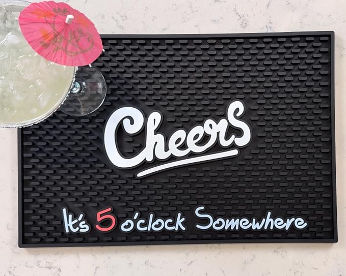 Cheers It's 5 O'Clock Somewhere Tiki Bar Mat 18x12 in – Cocktail Decor - Image 6