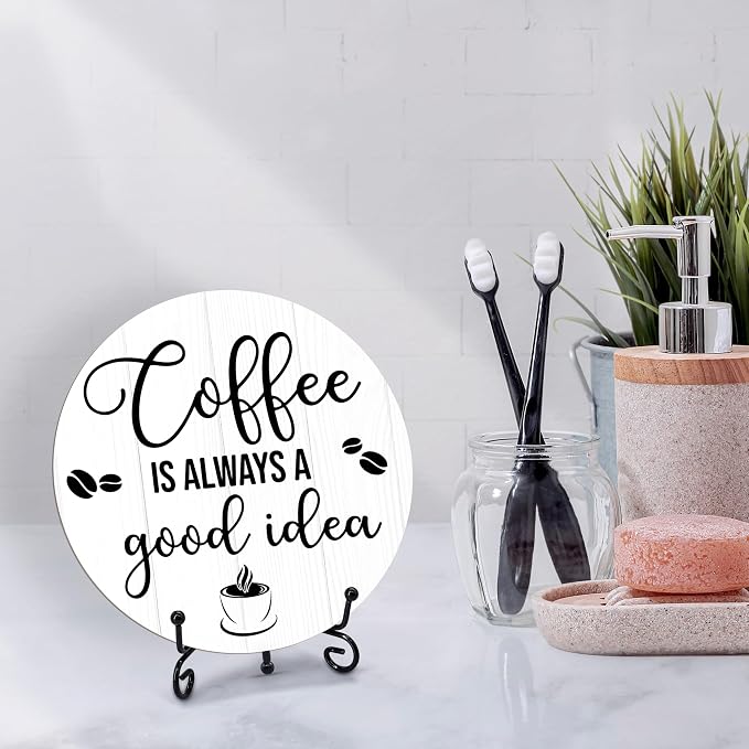 Coffee Is Always A Good Idea Wooden Round Decorative Sign, 6 Inches, Coffee - Image 4