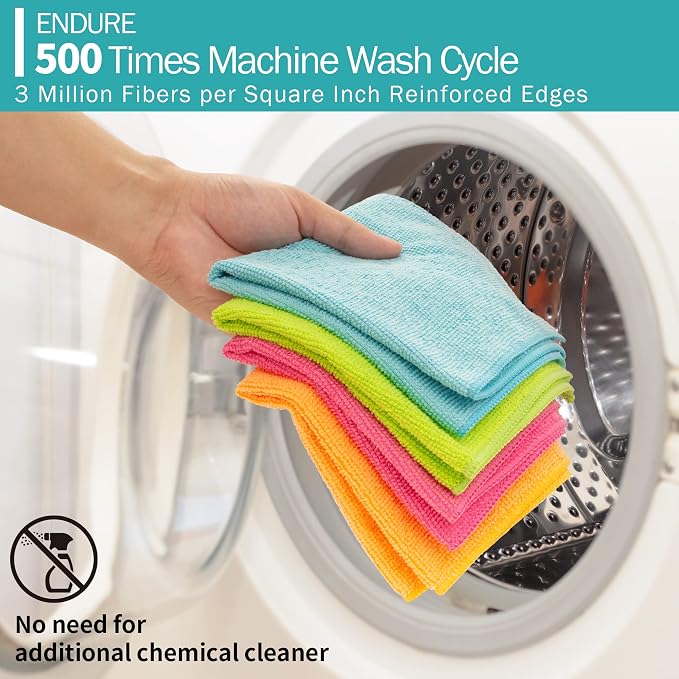 Microfiber Cleaning Cloth 12 Plus 20 Pack Cleaning Towels, Lint Free Rag - Image 6