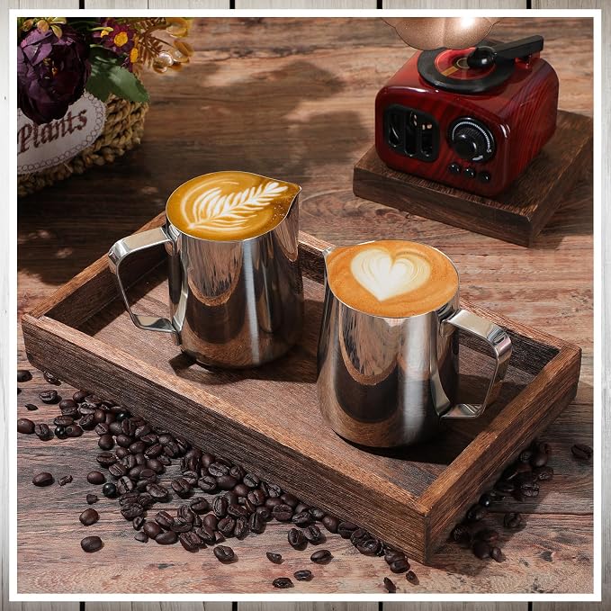 Dandat 8 Pcs Milk Frothing Pitcher Espresso Steaming Pitchers 12 Oz Stainless - Image 6