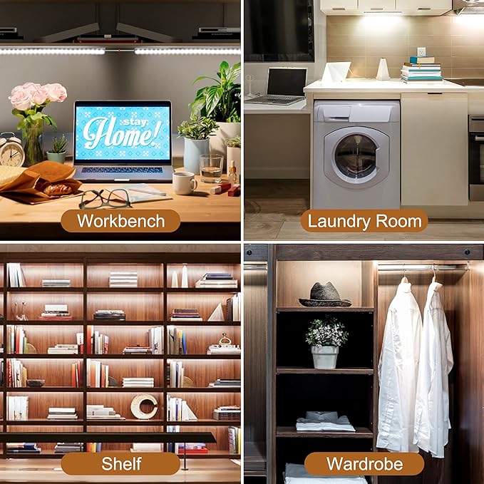 JUSJUBR Under Cabinet Lights Plug-in, 4 Pack x 12inch LED Under Cabinet Lighting - Image 6