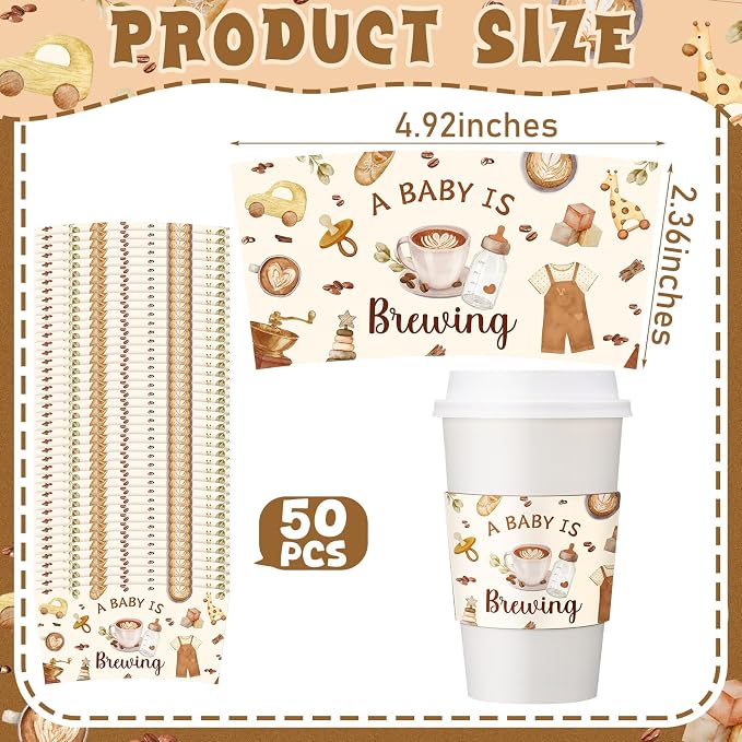 Jingmore 50 Pcs a Baby Is Brewing Coffee Cup Sleeves Disposable Sleeves Brewing - Image 2