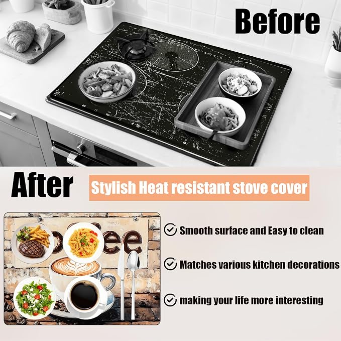 28"x20" Anti-Slip Electric Stove Top Cover Coffee Foldable Heat-Resistant Glass - Image 2