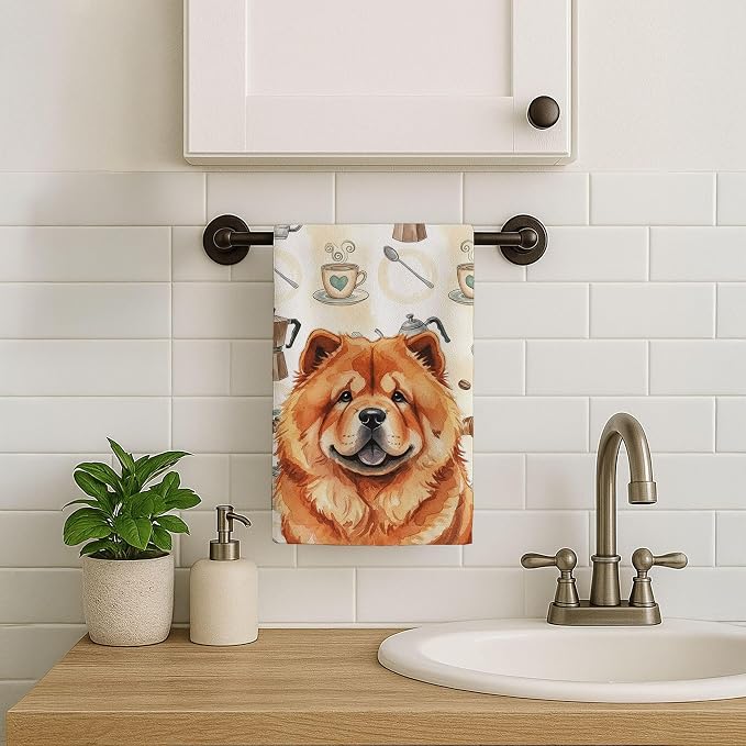 Caroline's Treasures Red Chow Chow Coffee Bar Kitchen Towel Velour Plush Front - Image 7