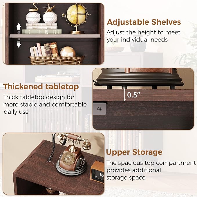 IRONCK Storage Cabinet with Drawer, Coffee Bar Cabinet with Sliding Door - Image 8