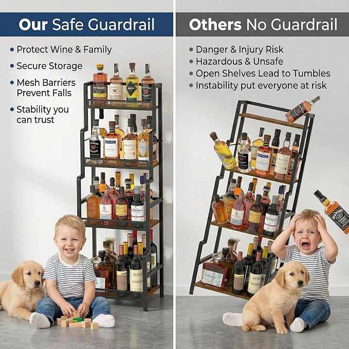 Hayexiha 4-Tier Stepped Freestanding Wine Rack, Large Capacity Liquor Cabinet - Image 3