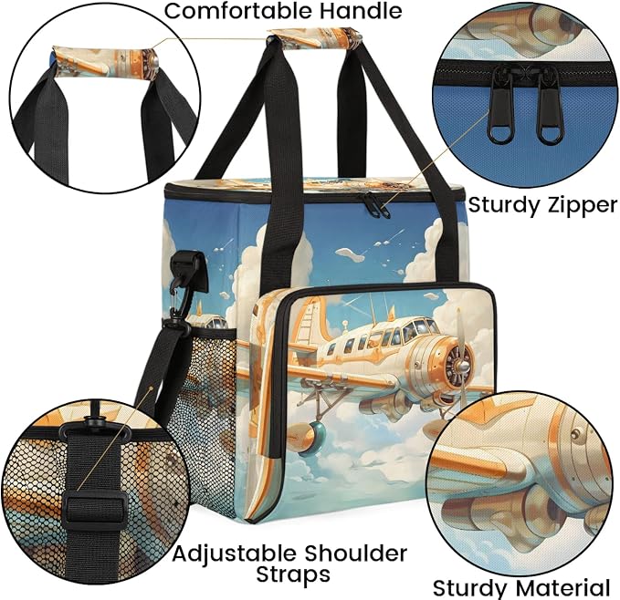 Funny Airplane Coffee Maker Carring Bag, Large Insulated Storage Organizer Case - Image 6