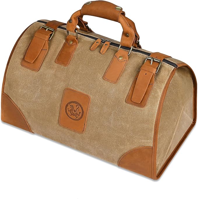 Water Resistant Canvas + Leather Travel Luggage Tote Duffle Gym Suitcase - Image 7
