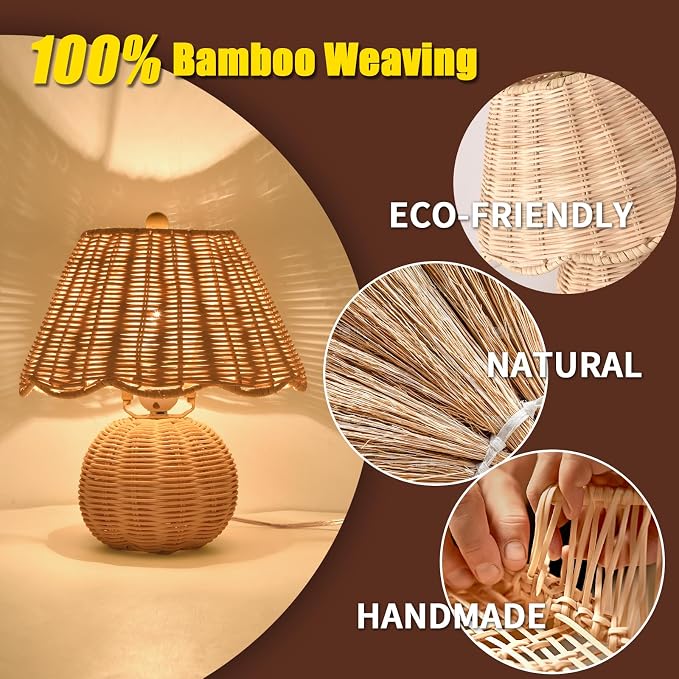 Rattan Small Bedside Mini Table Lamp - Image 4