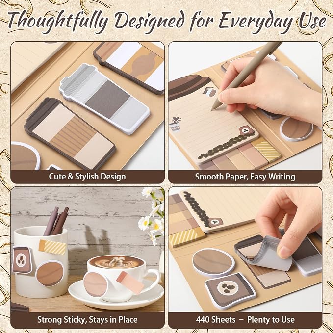 Crtiin 2 Pack Coffee Self-Stick Notepads - Image 5