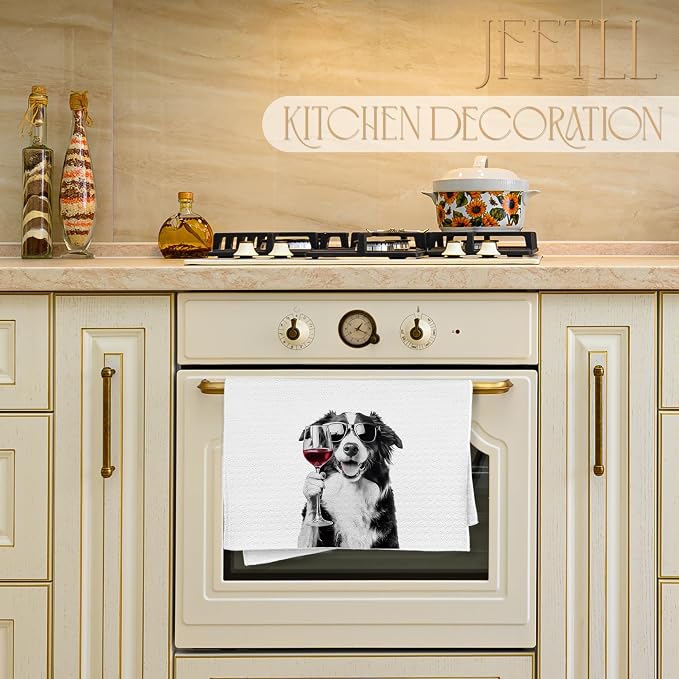Funny Border Collie Kitchen Towels, Border Collie Gifts Dish Tea Towels - Image 3