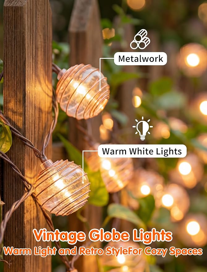 SUNSGNE Brown String Lights, Decorative Globe String Lights Plug in - Image 6