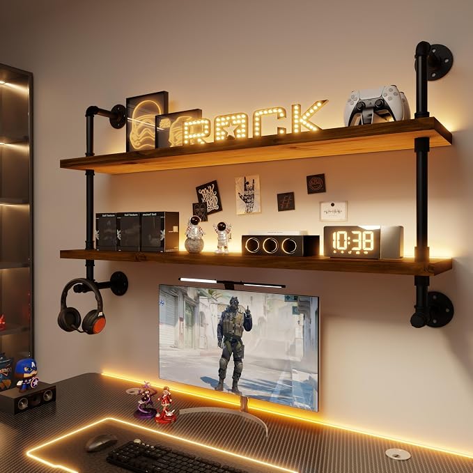 ROGMARS LED Gaming Floating Shelves by 100RealSolidWood