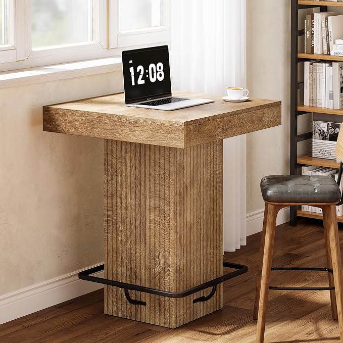 Tribesigns Square Bar Table, Kitchen Dining Table, Industrial Counter Height - Image 4