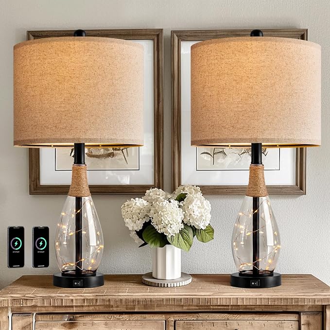 OYEARS 23" Table Lamps for Living Room Set of 2 Bedside Lamps for Night Stands - Image 5
