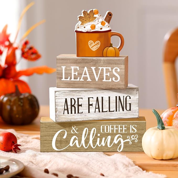 Lineshading 4 Pcs Fall Coffee Table Decorations Fall Decor - Image 2