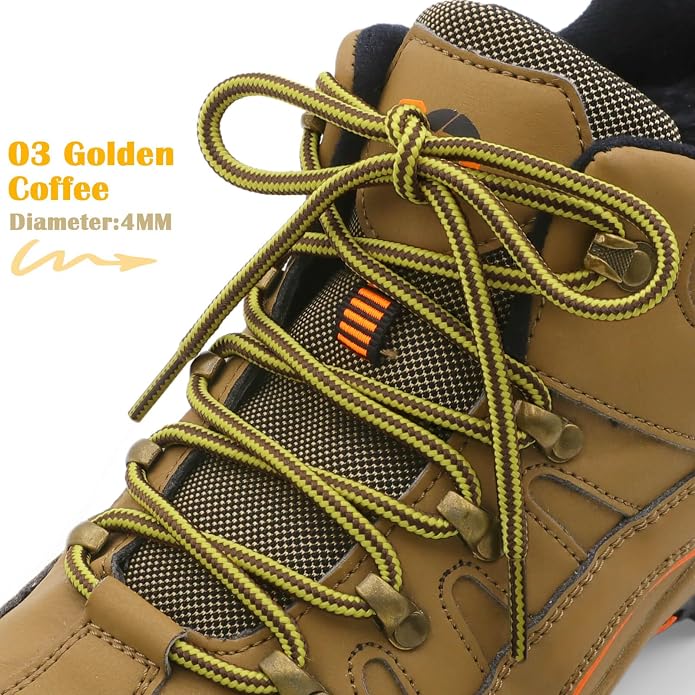 DELELE 2 Pair Round Boot Laces Outdoor Hiking Walking Shoelaces Dual Coloured - Image 2