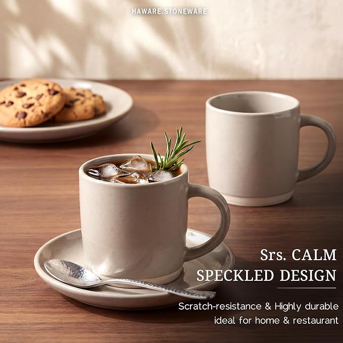 HaWare 13OZ Coffee Mugs Set of 4, Stoneware Coffee Cups, Ceramic Latte Mug - Image 6