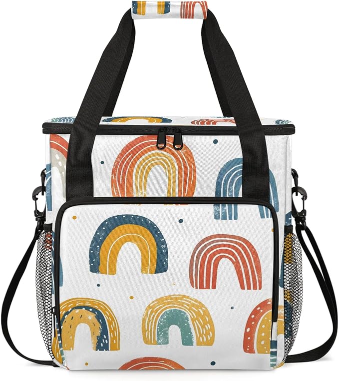 Boho Rainbow Coffee Maker Carring Bag, Large Insulated Storage Organizer Case by Home