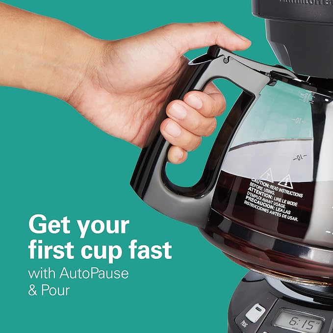 Hamilton Beach 12 Cup Programmable Drip Coffee Maker Machine, Regular & Bold - Image 7