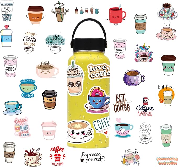 Cute Coffee Cup Stickers, Funny Coffee Accessorise Decals - Image 5