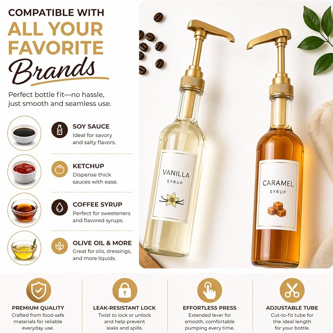 4 Pcs Coffee Syrup Pump Dispenser - Image 2