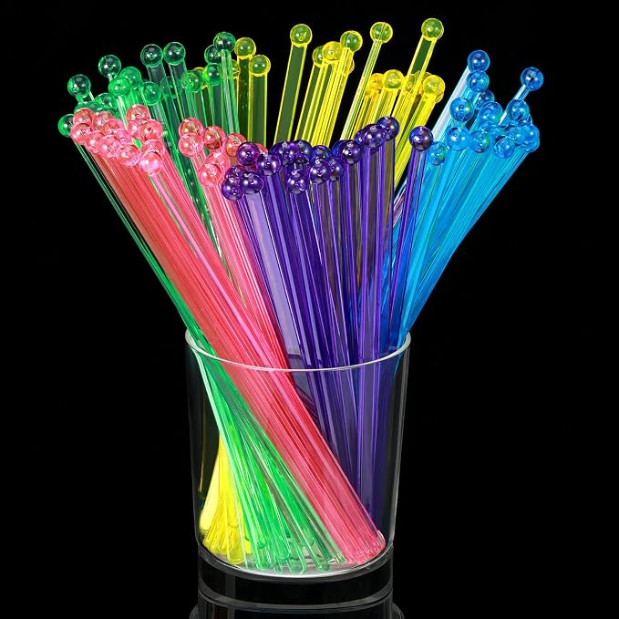 100 Pieces Disposable Plastic Round Top Crystal Swizzle Sticks - Image 5