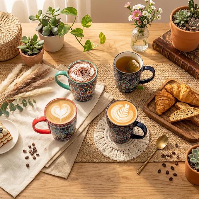 glowworm 16 oz Coffee Mugs Set of 4, Large Ceramic Coffee Cups - Image 8
