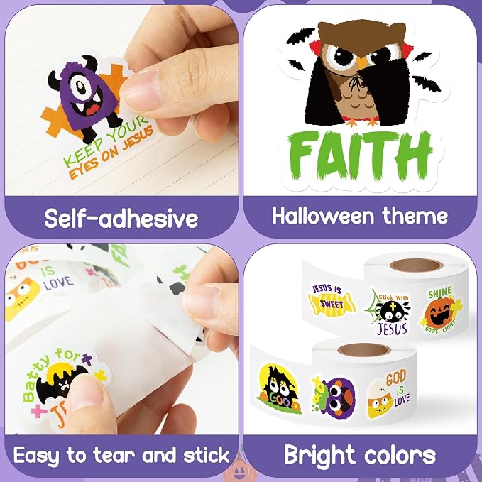 Haooryx Halloween Religious Sticker Rolls - Image 4