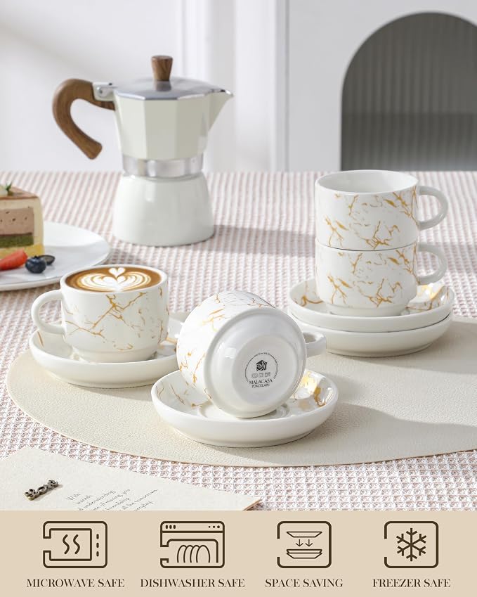 MALACASA 4 OZ Porcelain Espresso Cups - Image 4