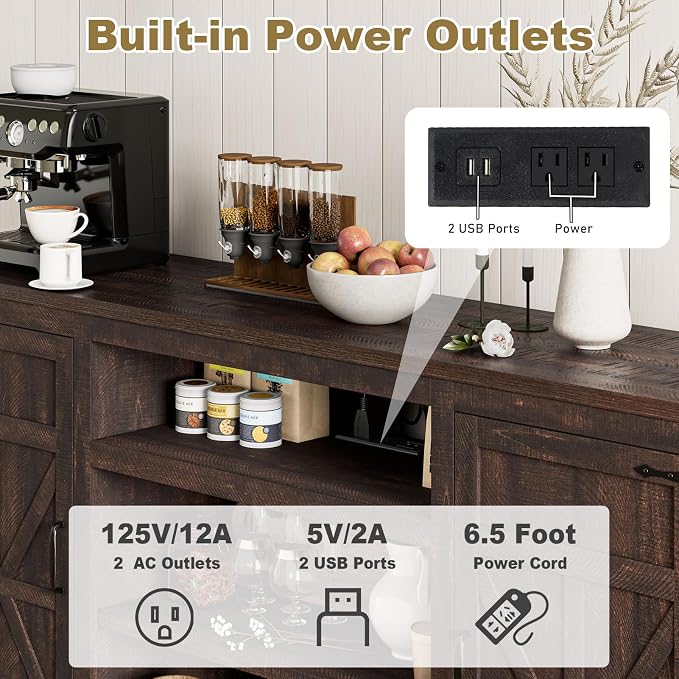 XVD 66" Farmhouse Coffee Bar Cabinet - Image 4